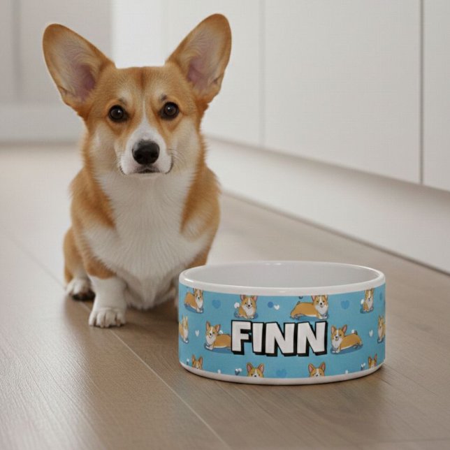 Comedero Cute Corgi Dog Bowls | Personalized Puppy (Subido por el creador)