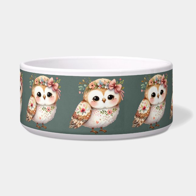Comedero Cute Floral Owl with Bow (Frente)