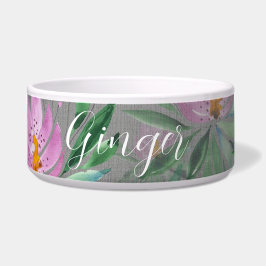 Comedero Cute Flowers Bloom Watercolor Monogramado
