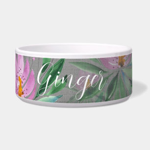 Comedero Cute Flowers Bloom Watercolor Monogramado