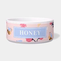 Cute Honey Bee Floral Rosa Monograma Mascota Nombr