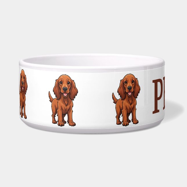 Comedero Cute Irish Setter Personalizado (Izquierda)