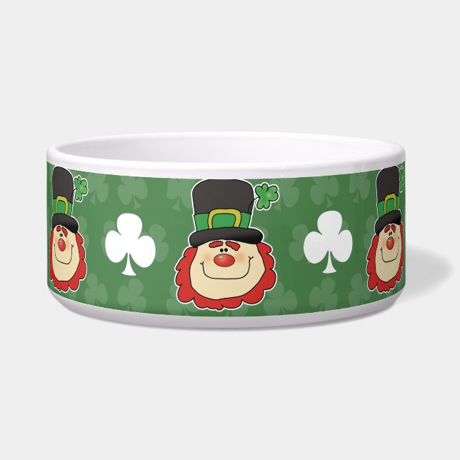 Comedero Cute Leprechaun y Shamrock Mascota Tazón de comida (Izquierda)