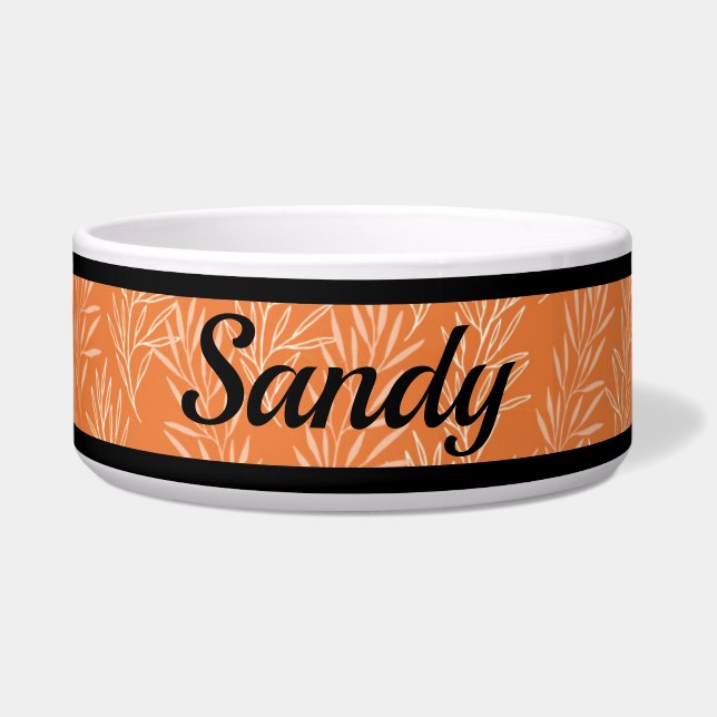 Comedero Cute Naranja Botánico Personalizado Tazón de Perro (Frente)