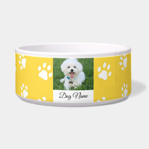Comedero Cute Paw Print Dog Name Bowl