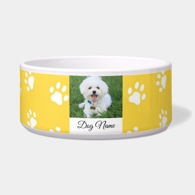 Comedero Cute Paw Print Dog Name Bowl (Frente)