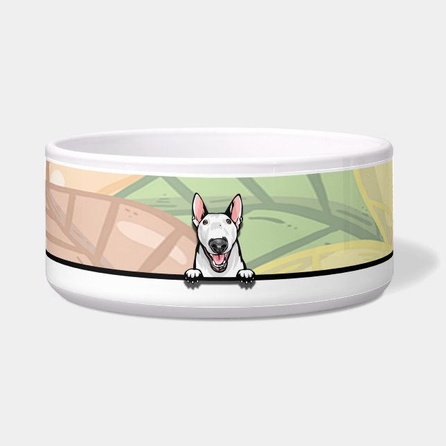 Comedero Cute Peeking Bull Terrier, comida o bebida (Frente)
