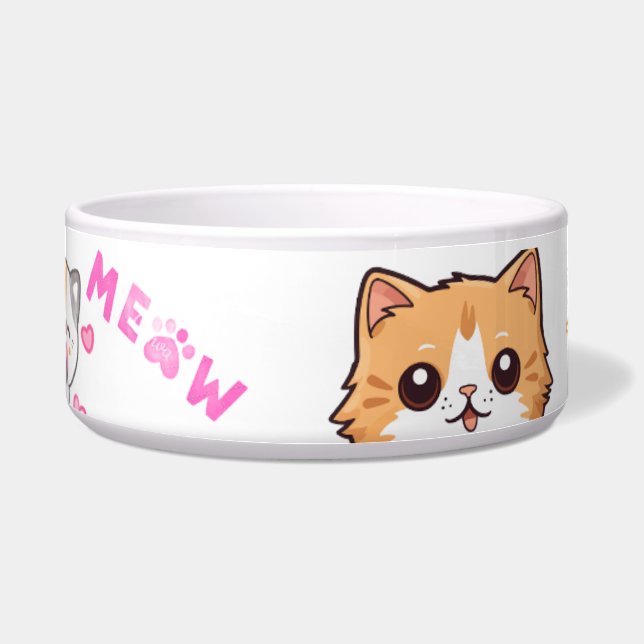 Comedero Cute Personalizado Cat Pet Bowl - Diseño de amor " (Frente)