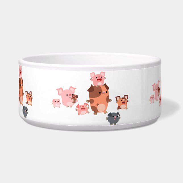 Comedero Cute Personalizado Cerdo Family Pet Bowl (Frente)