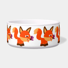 Comedero Cute Personalizado Fox Y Butterfly Pet Bowl