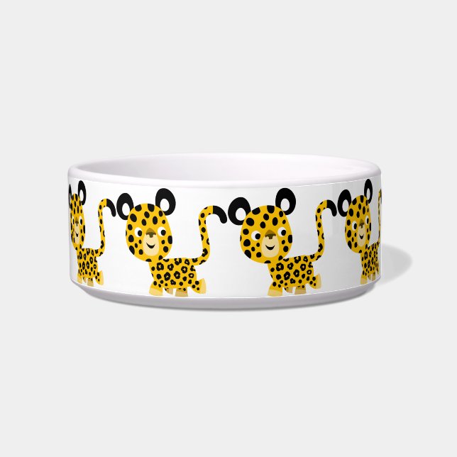 Comedero Cute Personalizado sonriente Leopard Cat Bowl (Derecha)