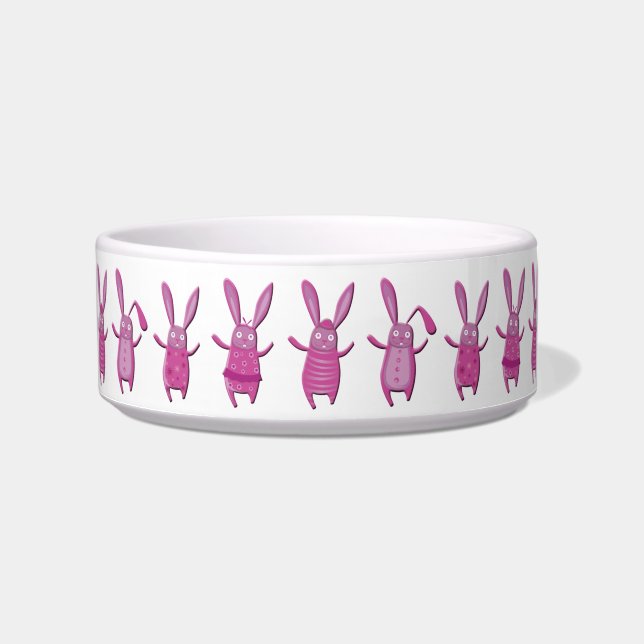 Comedero Cute Pink Bunny Rabbits Food Bowl (Frente)