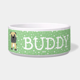 Comedero Cute Pug Dog Personalizable Nombre Bowl
