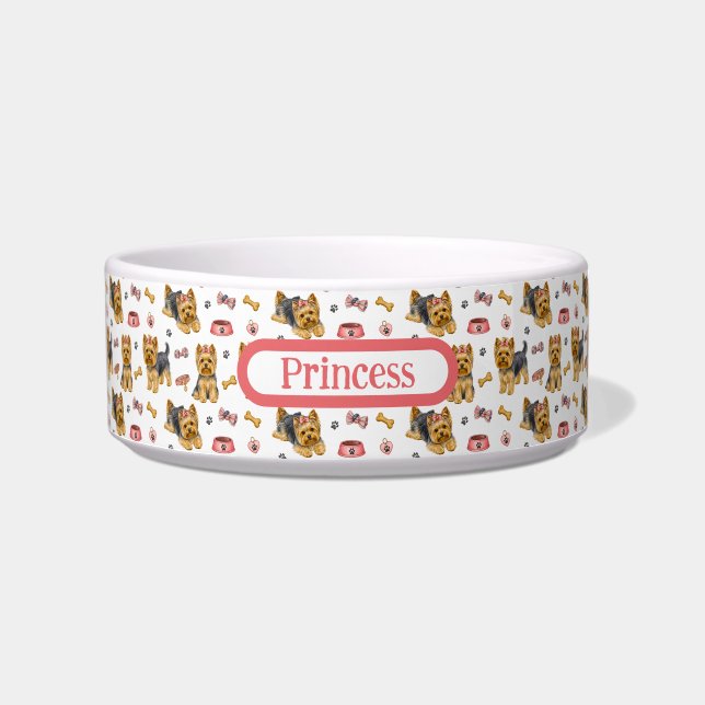 Comedero Cute Yorkshire Terriers Personalizar (Frente)