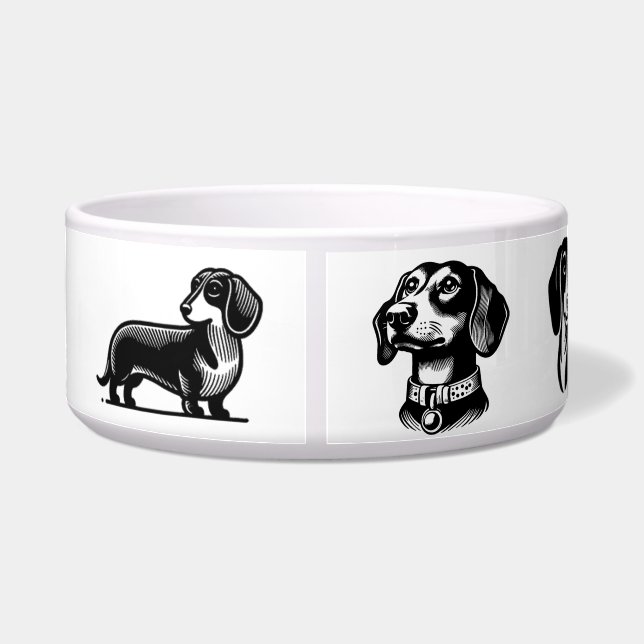 Comedero Dachshund con Bowls de NOMBRE (Espalda)