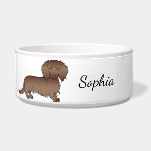Comedero Dachshund de pelo largo de chocolate Dibujo animad
