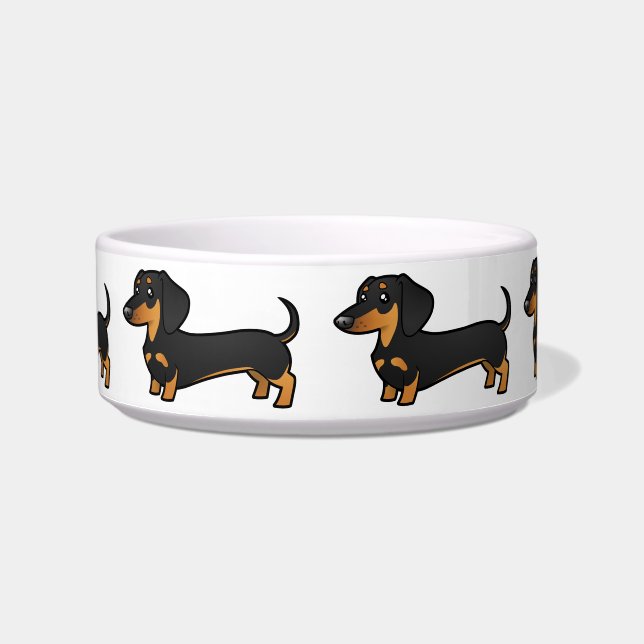 Comedero Dachshund del dibujo animado (capa lisa) (Frente)