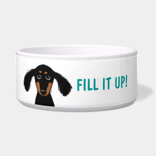Comedero Dachshund Divertido con Texto Personalizado