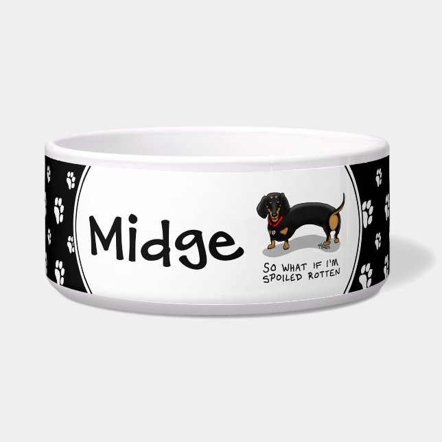 Comedero Dachshund Mimado Podrido (S negro y bronceado) Per (Frente)