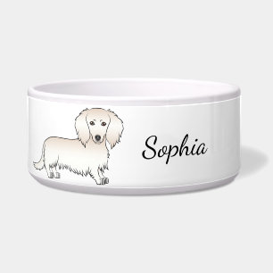 Comedero Dachshund Pelo Largo de Crema Perro de Dibujos Ani