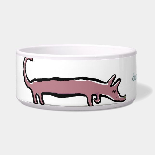 Comedero dachshund y hueso - personalizable (Izquierda)