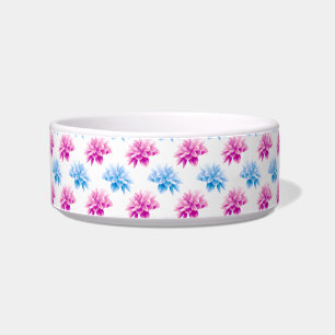 Comedero Dahlia rosa, Dahla azul, patrón floral, flores