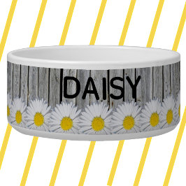Comedero Daisy Border Rustic Weathered Old Wood Personaliza