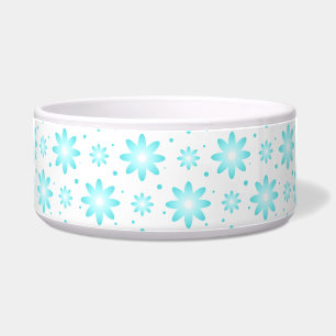Comedero Daisy delicado blanco y turquesa, patrón de puntos