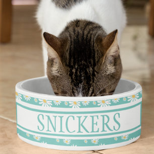 Comedero Daisy Flor Nombre Personalizado Lindo  