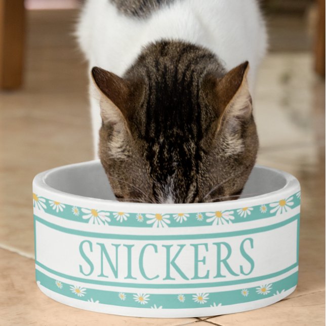 Comedero Daisy Flor Nombre Personalizado Lindo   (Subido por el creador)