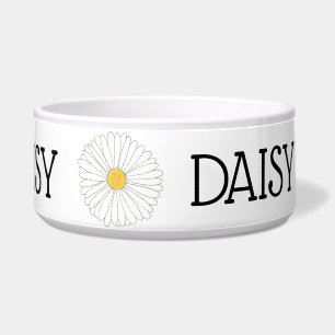 Comedero Daisy Personalized Dog White Yellow Daisises Flowe