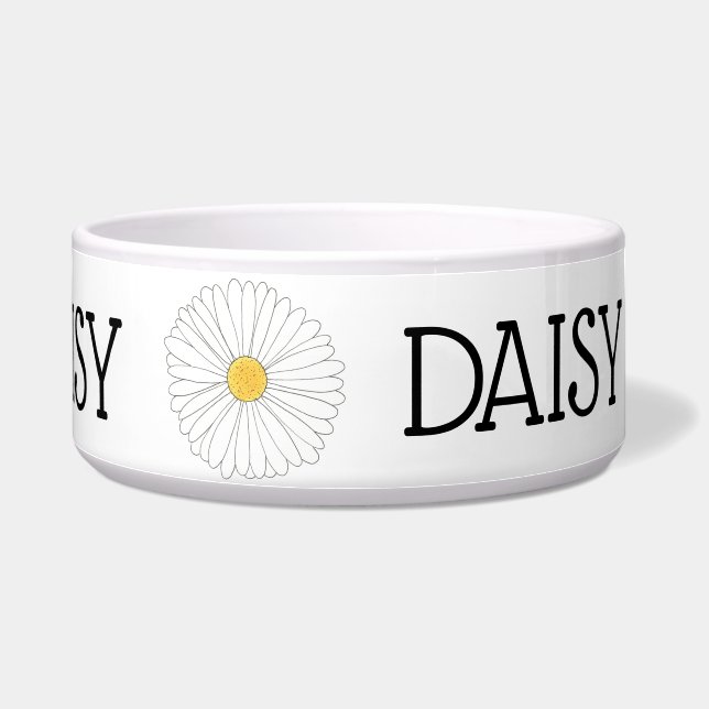 Comedero Daisy Personalized Dog White Yellow Daisises Flowe (Derecha)