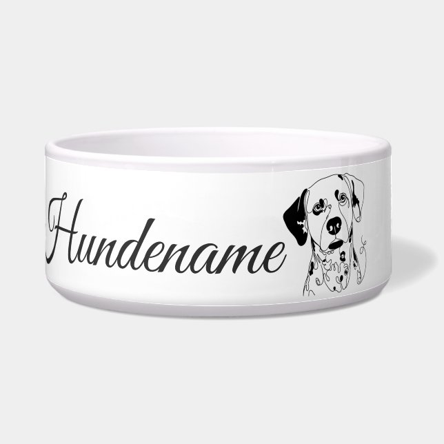 Comedero Dalmatian Minimalist Line Art personalized bowl (Frente)