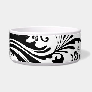 Comedero Damasco elegante en blanco y negro