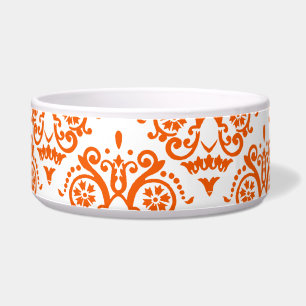 Comedero Damasco naranja y blanco elegante