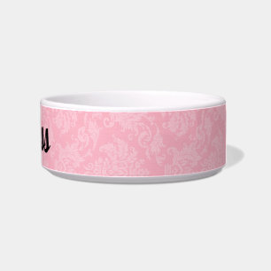 Comedero Damasco rosa con nombre de Mascota