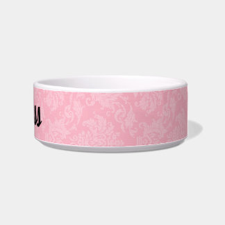 Comedero Damasco rosa con nombre de Mascota