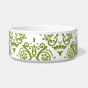 Comedero Damasco verde y blanco elegante