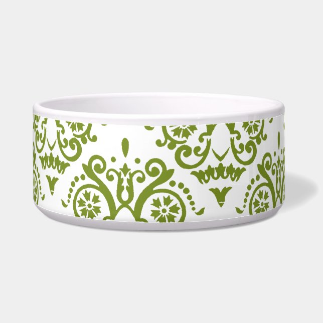 Comedero Damasco verde y blanco elegante (Izquierda)