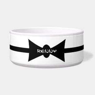 Comedero Dapper Dog Black BowTie Personalizado