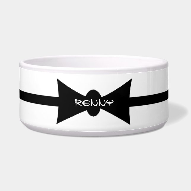 Comedero Dapper Dog Black BowTie Personalizado (Frente)