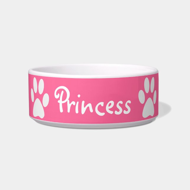 Comedero ~ de la impresión de la pata con nombre de (Frente)