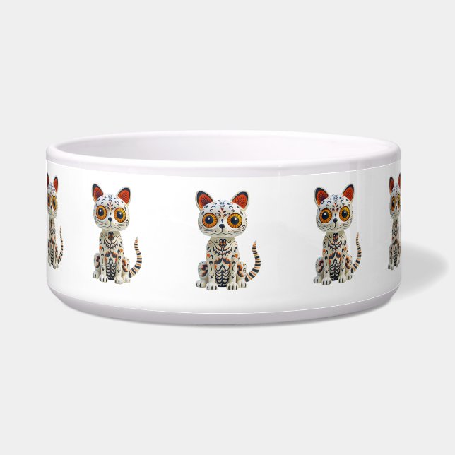 Comedero Día de los Muertos Gatito de Halloween  (Frente)