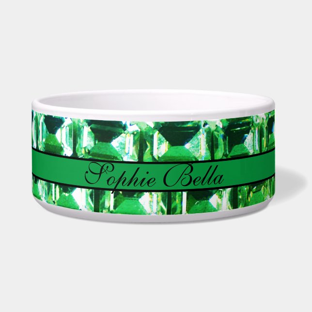 Comedero Diamantes verdes, patrón de joyas de piedra de gem (Frente)