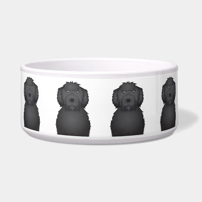 Comedero Dibujo animado negro de Labradoodle (Frente)