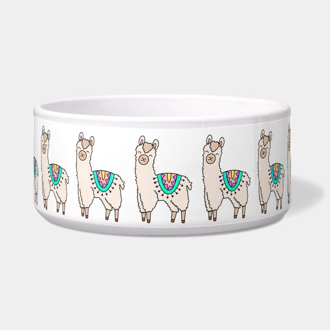 Comedero dibujo de animales personalizados de llama feliz s (Frente)