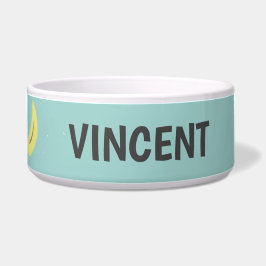 Comedero Dibujo de banana amarilla personalizado en azul