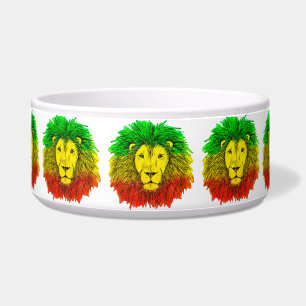 Comedero Dibujo de cabeza de león Rasta rojo amarillo verde