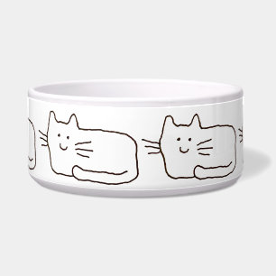 Comedero Dibujo de línea de gatos simples de dibujos animad