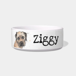 Comedero Dibujo de tinta especulada del Border Terrier, per